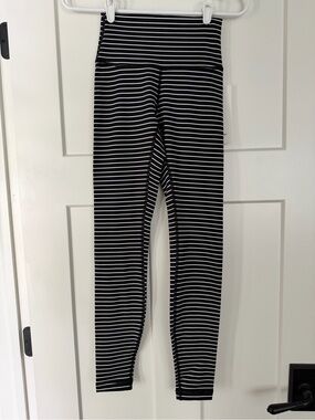 lululemon athletica Black and White Striped High-Rise Leggings